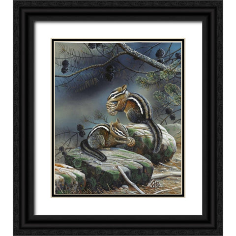 Squirrels Black Ornate Wood Framed Art Print with Double Matting by Weenink, Jan