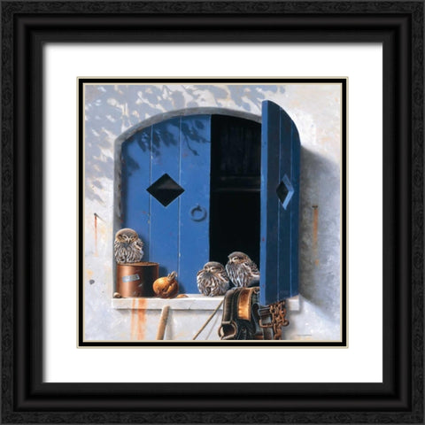 Visiting birds I Black Ornate Wood Framed Art Print with Double Matting by Weenink, Jan