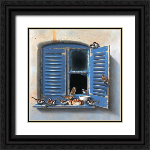 Visiting birds I Black Ornate Wood Framed Art Print with Double Matting by Weenink, Jan