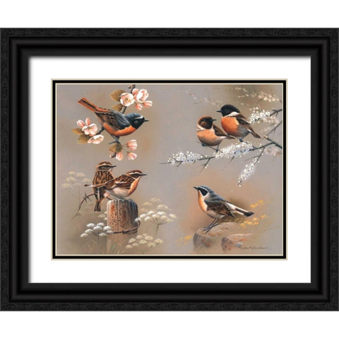 Bird composition Black Ornate Wood Framed Art Print with Double Matting by Weenink, Jan
