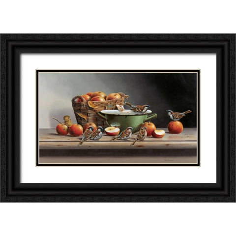 House sparrows II Black Ornate Wood Framed Art Print with Double Matting by Weenink, Jan