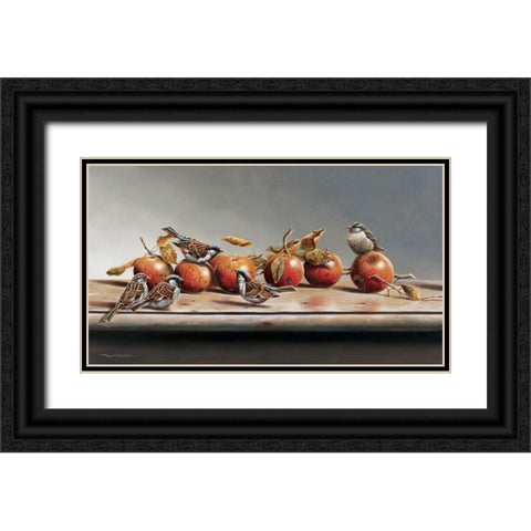 House sparrows I Black Ornate Wood Framed Art Print with Double Matting by Weenink, Jan