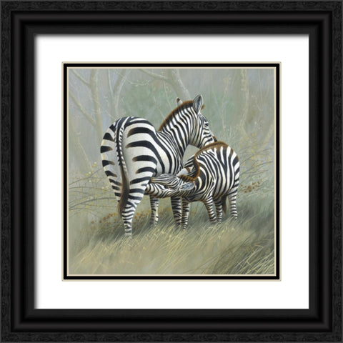 Two zebras Black Ornate Wood Framed Art Print with Double Matting by Weenink, Jan