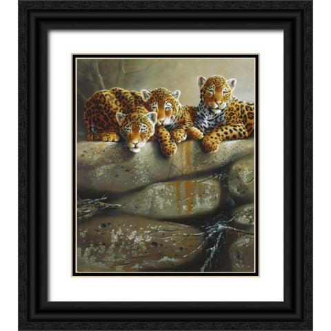 Three little tigers Black Ornate Wood Framed Art Print with Double Matting by Weenink, Jan