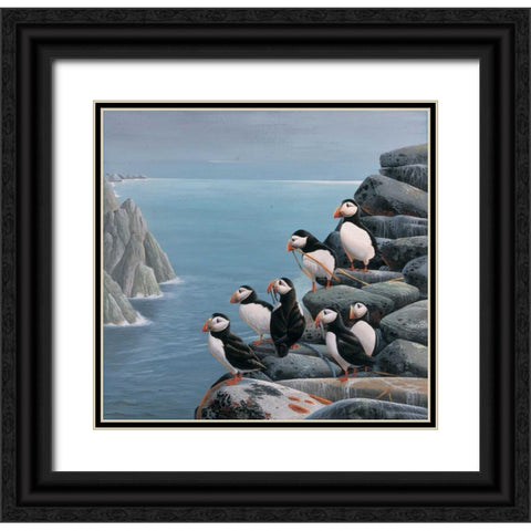 Pinguins Black Ornate Wood Framed Art Print with Double Matting by Weenink, Jan