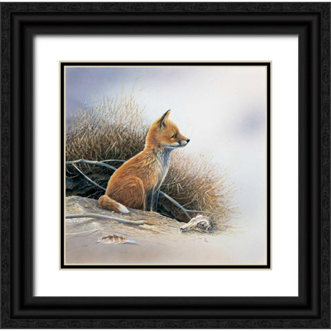 Little fox Black Ornate Wood Framed Art Print with Double Matting by Weenink, Jan