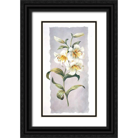White lily Black Ornate Wood Framed Art Print with Double Matting by Kumorek, Krysztov