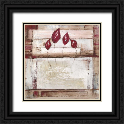 Floral set II Black Ornate Wood Framed Art Print with Double Matting by Peters, Kristel