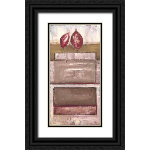 Floral set V Black Ornate Wood Framed Art Print with Double Matting by Peters, Kristel