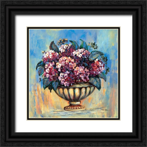 Red hydrangea delight Black Ornate Wood Framed Art Print with Double Matting by Schottler, Katharina