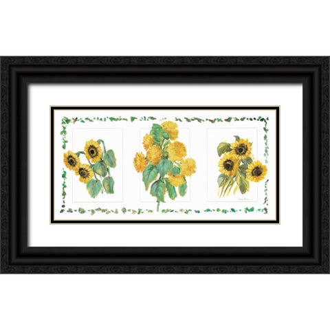 Flower trio II Black Ornate Wood Framed Art Print with Double Matting by Schottler, Katharina
