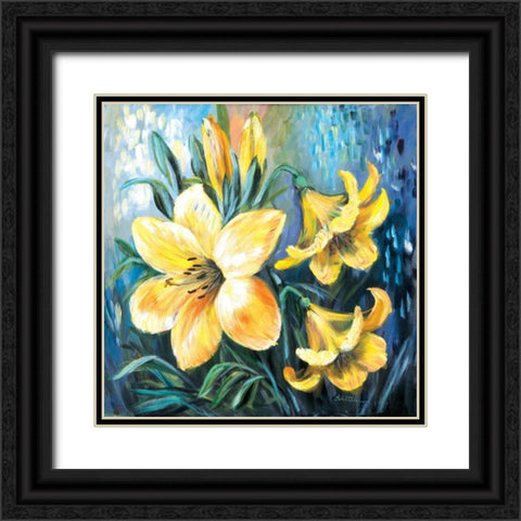 Yellow lilies in Spring Black Ornate Wood Framed Art Print with Double Matting by Schottler, Katharina