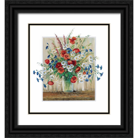 A vase with poppies Black Ornate Wood Framed Art Print with Double Matting by Schottler, Katharina