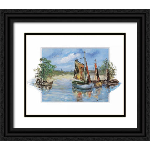 Sailing boats Black Ornate Wood Framed Art Print with Double Matting by Schottler, Katharina