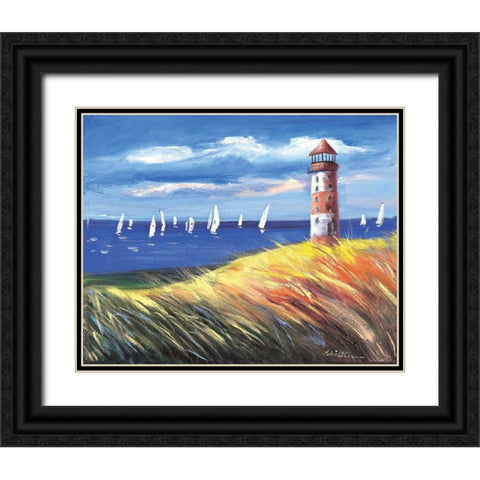 Lighthouse II Black Ornate Wood Framed Art Print with Double Matting by Schottler, Katharina