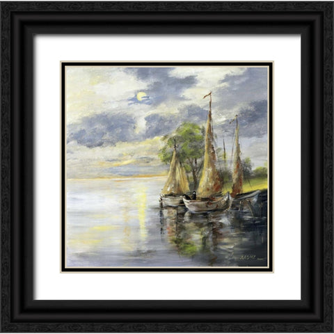 Dancing boats Black Ornate Wood Framed Art Print with Double Matting by Schottler, Katharina