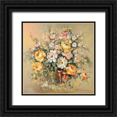 Bouqette classico I Black Ornate Wood Framed Art Print with Double Matting by Schottler, Katharina