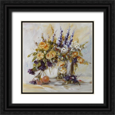 Classico Flowers Black Ornate Wood Framed Art Print with Double Matting by Schottler, Katharina