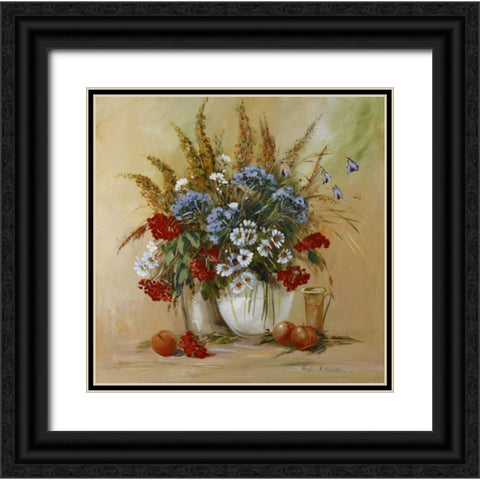 Classico Flowers Black Ornate Wood Framed Art Print with Double Matting by Schottler, Katharina