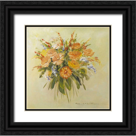 Tradition bouqet III Black Ornate Wood Framed Art Print with Double Matting by Schottler, Katharina