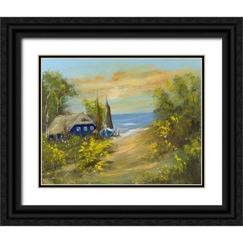 Bleu house I Black Ornate Wood Framed Art Print with Double Matting by Schottler, Katharina
