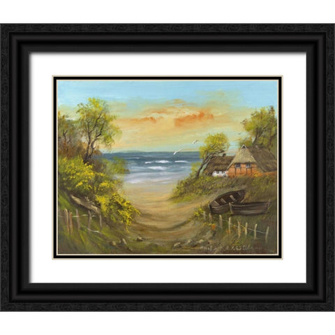 Path to the beach Black Ornate Wood Framed Art Print with Double Matting by Schottler, Katharina