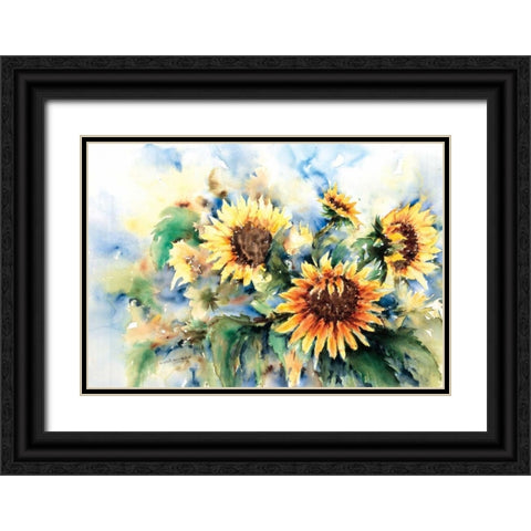 A bouquet of sunflowers Black Ornate Wood Framed Art Print with Double Matting by Kalsbeek-Vlasma, Klaske