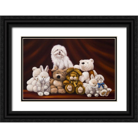 All Friends Black Ornate Wood Framed Art Print with Double Matting by Schutte, Michel