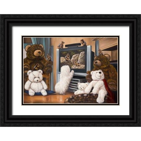 Friends playing Black Ornate Wood Framed Art Print with Double Matting by Schutte, Michel