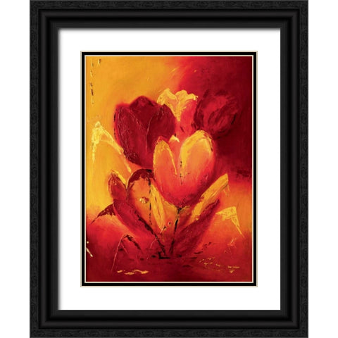 Blooming Tulips bouquet I Black Ornate Wood Framed Art Print with Double Matting by Pelzer-Janssen, Ine