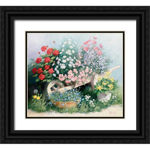 Flower parade Black Ornate Wood Framed Art Print with Double Matting by Motz, Peter