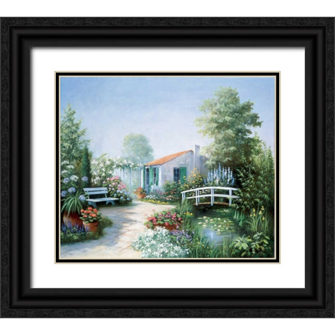 Beyond the bridge Black Ornate Wood Framed Art Print with Double Matting by Motz, Peter