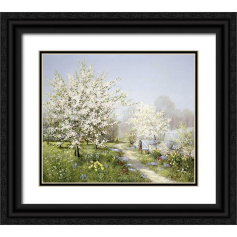 Spring blossoms Black Ornate Wood Framed Art Print with Double Matting by Motz, Peter
