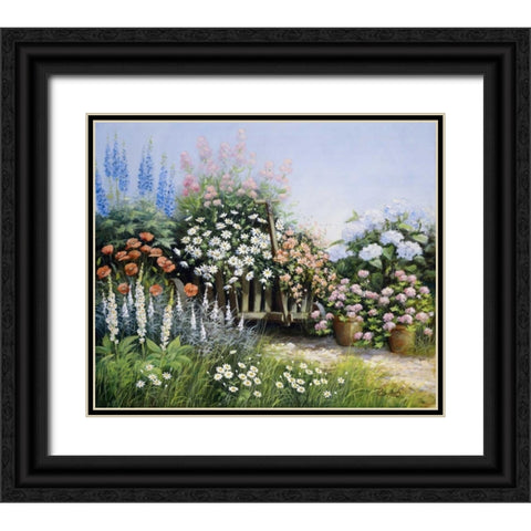 In my garden Black Ornate Wood Framed Art Print with Double Matting by Motz, Peter