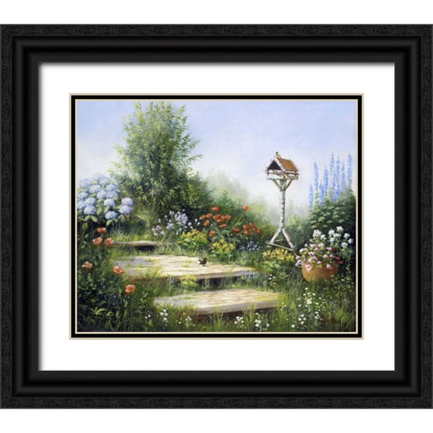 Song of the birds Black Ornate Wood Framed Art Print with Double Matting by Motz, Peter