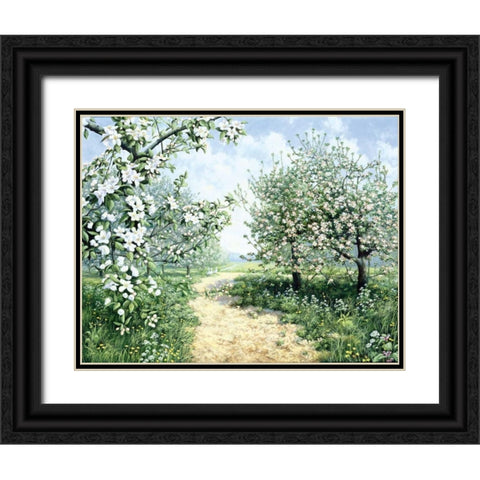 Spring Black Ornate Wood Framed Art Print with Double Matting by Motz, Peter