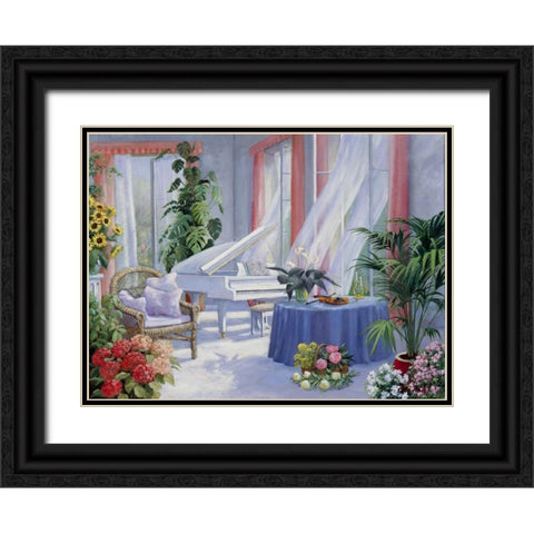 White piano Black Ornate Wood Framed Art Print with Double Matting by Motz, Peter