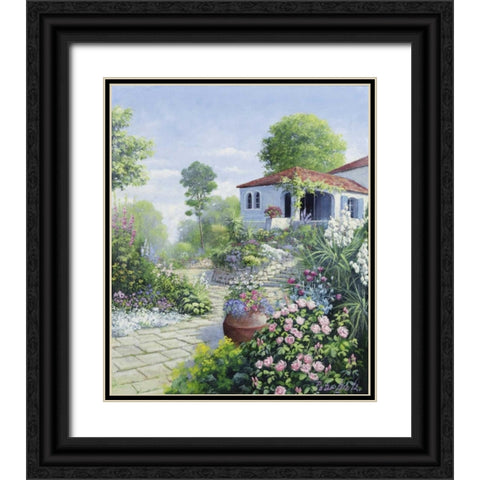 Italian garden I Black Ornate Wood Framed Art Print with Double Matting by Motz, Peter