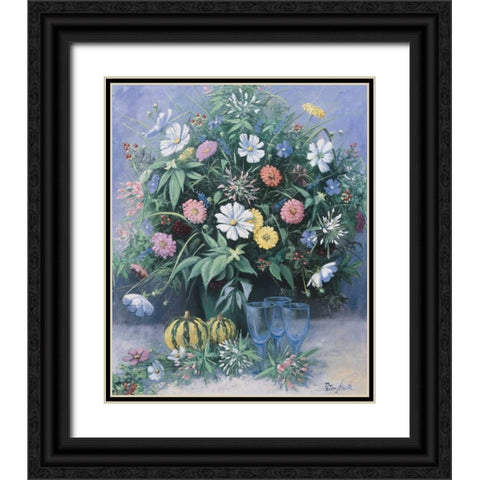 Blooming Black Ornate Wood Framed Art Print with Double Matting by Motz, Peter