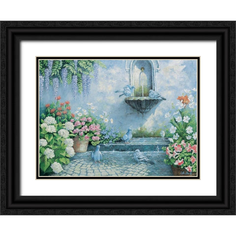 Refreshment Black Ornate Wood Framed Art Print with Double Matting by Motz, Peter