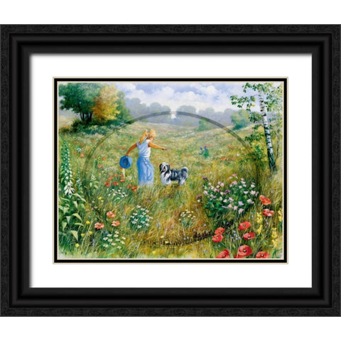 Joyful Black Ornate Wood Framed Art Print with Double Matting by Motz, Peter