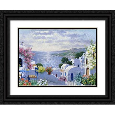 Sparkling Greece Black Ornate Wood Framed Art Print with Double Matting by Motz, Peter