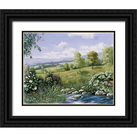 Summer time Black Ornate Wood Framed Art Print with Double Matting by Motz, Peter