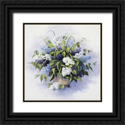 Lilaes Black Ornate Wood Framed Art Print with Double Matting by Motz, Peter