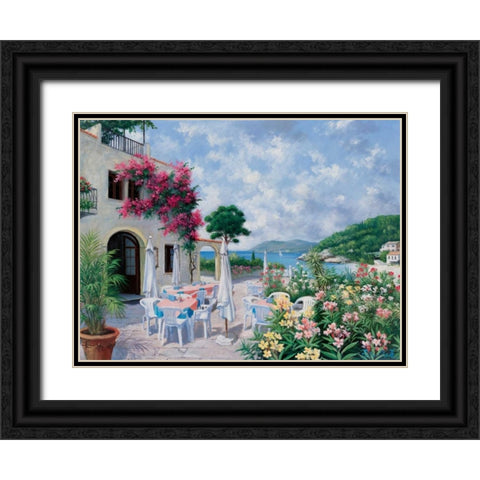 Ocean terrace Black Ornate Wood Framed Art Print with Double Matting by Motz, Peter