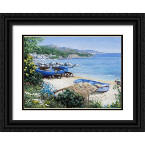 Deserted boats Black Ornate Wood Framed Art Print with Double Matting by Motz, Peter