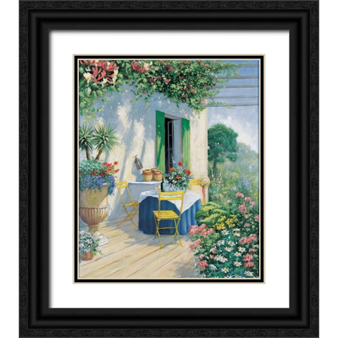 A veranda in bloom I Black Ornate Wood Framed Art Print with Double Matting by Motz, Peter
