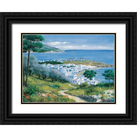 Overlooking the bay Black Ornate Wood Framed Art Print with Double Matting by Motz, Peter