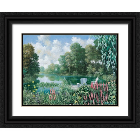 The pond II Black Ornate Wood Framed Art Print with Double Matting by Motz, Peter