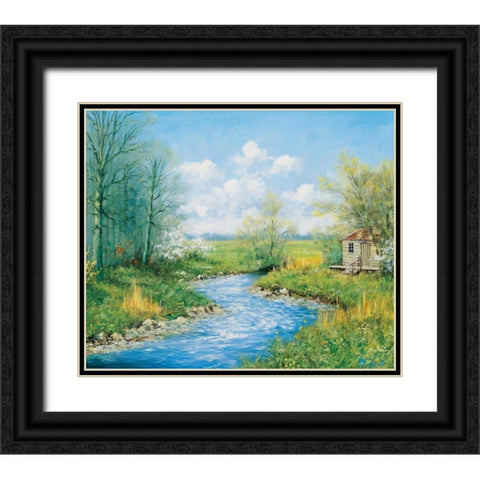 Summer afternoon Black Ornate Wood Framed Art Print with Double Matting by Motz, Peter